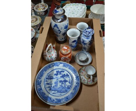 A famille rose teapot and a Kaga chaire; together with a quantity of Asian Ceramics, comprising: a blue and white fish bowl; 