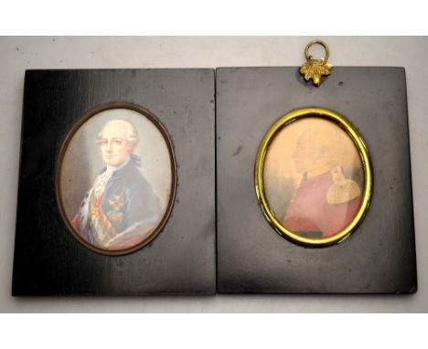 An oval portrait miniature, probably of Archduke Alexander Leopold of Austria, to/w another of Sir Michael Brooke (2 - both i