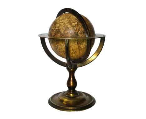 An 18th century 2¾ inch pocket globe on stand attributed to George Adams Jnr. (1750-1795) the globe with printed surface inco