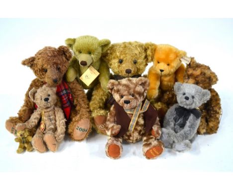 Martin, Germany,  mohair teddy bear, limited edition 18/206, model 1008 to/w three Charlie Bears, Harrods bear 2005 and key r