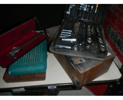 A quantity of tools including socket set & vernier etc.