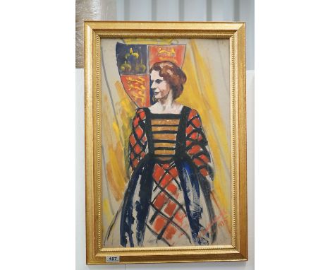 Mary Fairclough 1935 oils on board portrait of a regal lady 