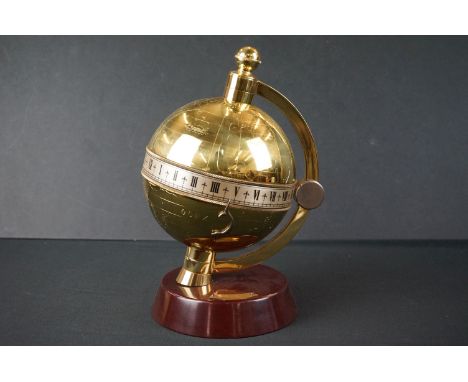 Charles Frodsham of London Globe Clock, brass with silvered chapter ring, raised on a mahogany base, serial no. 0403/5000, 28