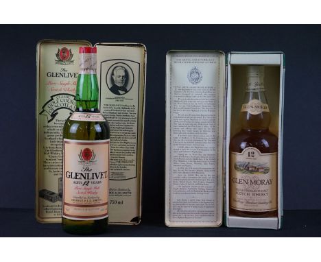 Two Bottles of Single Malt Scotch Whisky to include The Glenlivet Aged 12 Years 75cl Whisky in Classic Golf Courses tin and a