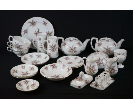 Hammersley &amp; Co ' Glamis Heather ' part Tea Service for Thomas Goode &amp; Co including two teapots, two tall jugs, two m