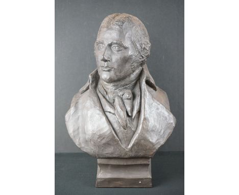 Black Painted Plaster Bust of English portrait painter Sir Thomas Lawrence, 52cm high 