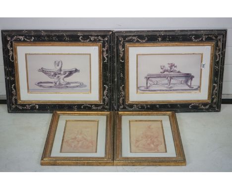 After and Old Master, Pair of Prints depicting classical figures, 32cm x 18cm together with Pair of Classical Prints, all fra