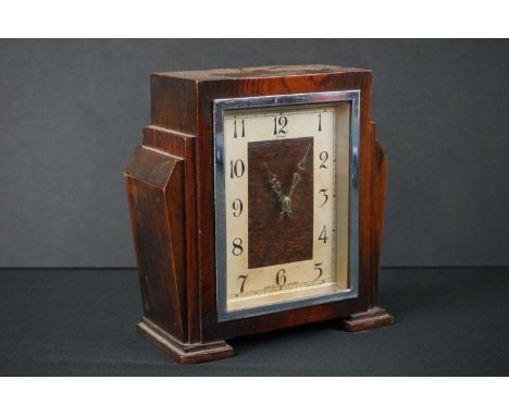 Art Deco Oak Cased Enfield Mantle Clock, 17cm high