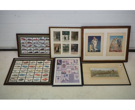 Two Framed, Glazed and Mounted Sets of ' Motor Car ' Cards, Set of Six Early 20th century Humorous Postcards framed as one, H