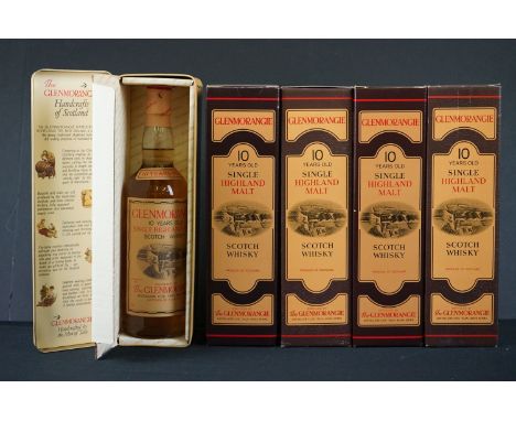 Glenmorangie Scotch Whisky - 5x 75cl sealed bottles of 10 years old Single Highland Malt (4 in original boxes and another in 