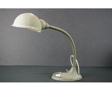 Art Deco Metal Adjustable Desk Lamp with green finish 