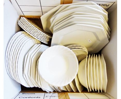 Myott Meakin white glazed part-dinner service, a quantity of Luton blue and white-ware together with various chinawares (3 bo