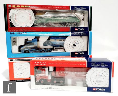A collection of four Corgi 1:50 scale diecast lorries, comprising 75807 John Raymond Transport MAN Curtainside, CC12801 Ian H