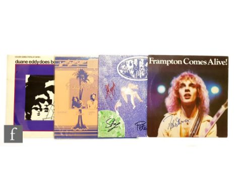 Four signed LPs to include Peter Frampton 'Frampton Comes Alive', AMLM 63703, signed, Duane Eddy 'Duane Eddy does Bob Dylan' 