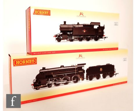 Two OO gauge Hornby DCC Ready BR locomotives, R3412 4-6-0 black S15 Class 30842 and R3224 2-8-0T black Class 52xx 5239, boxed