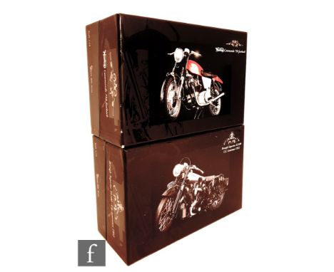 Two Minichamps Classic Bike Series 1:12 scale diecast model motorcycles, No. 6 Norton Commando 750 Fastback and No. 33 Brough