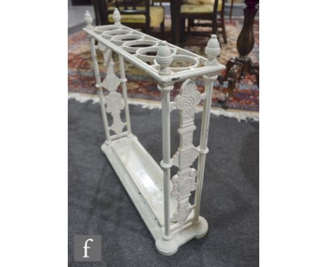 A late 19th Century six-division cast iron stick or umbrella stand in the secessionist taste, possibly Coalbrookdale, with de