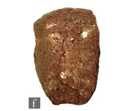 A large carved sandstone study of a male head, possibly Celtic. 