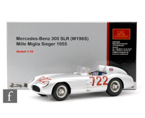 A CMC Models M-066 1:18 scale 1955 Mercedes-Benz 300 SLR (W196S) in silver, boxed. 