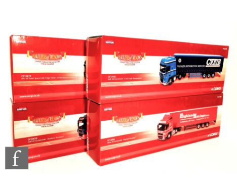 Four Corgi Hauliers of Renown 1:50 scale diecast models, comprising CC14102 ARR Craib Transport DAF 105 Curtainside, CC14008 