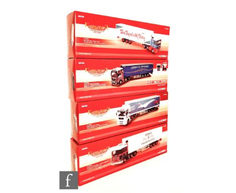 Four Corgi Hauliers of Renown 1:50 scale diecast models, comprising CC13433 Saints Transport MAN TGA Cab &amp; Trailer, CC148