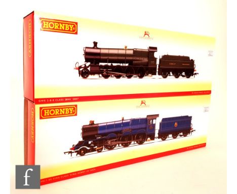 Two OO gauge Hornby DCC Ready locomotives, R3410 4-6-0 BR blue King Class 6025 'King Henry III' and R3106 2-8-0 GWR green Cla