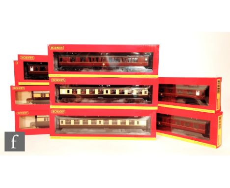 Eleven OO gauge Hornby coaches, to include assorted GWR and BR MkI coaches, some duplicates, all boxed. (11) 