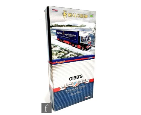 Two Corgi 1:50 scale diecast model box sets, comprising CC99174 Hauliers of Renown Malcolm comprising MAN TGA XL, Volvo FH Gl