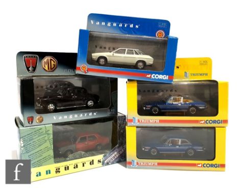Seventeen Corgi/Lledo Vanguards 1:43 scale diecast model cars, to include Hidden Treasures, Ford Collection, etc., boxed. (17