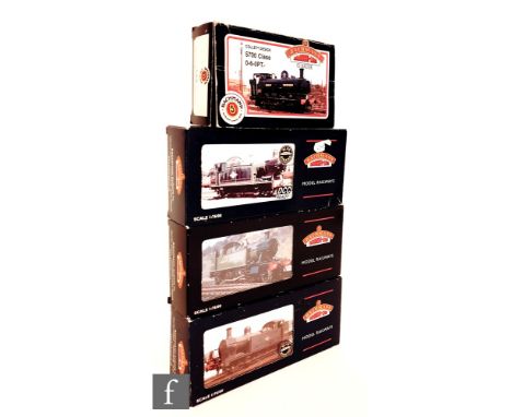Four OO gauge Bachmann locomotives, comprising 31-902A 0-6-0PT BR black 5775, 32-228 0-6-0T BR black 3F Jinty 47266, 32-125A 
