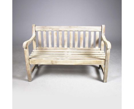 TEAK GARDEN BENCH. 81cm H x 122cm W x 57cm D.