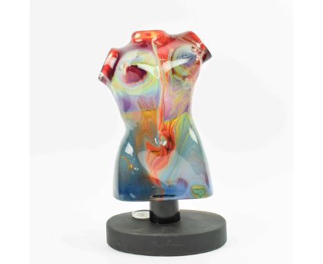 DINO ROSIN (BORN IN 1948), SCULPTURE OF A FEMALE TORSO. (d) Murano glass, circa 2010, with a play of colour to the body, rais