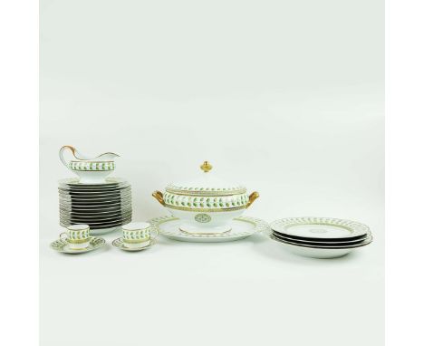 LIMOGES. BERNARDAUD DINNER SERVICE. 'Constance' twelve place setting, comprising twelve dinner plates, twelve soup bowls, thi