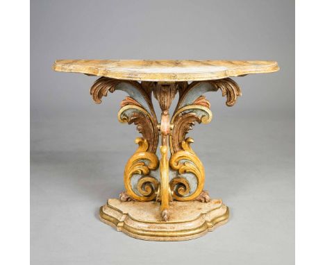 ITALIAN CONSOLE TABLE. Rococo style painted, 89cm H x 118cm W x 38cm D.