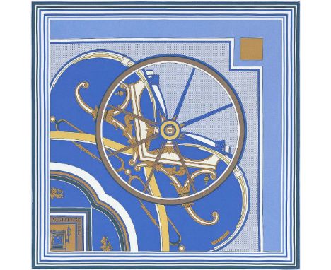 HERMÈS SCARF "WASHINGTON'S CARRIAGE". designed by Caty Latham, approx 85cm x 85cm, silk, made in France with hand-rolled edge