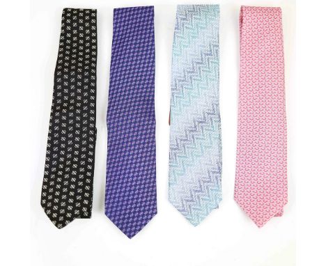 FOUR DESIGNER TIES. two Missoni ties (one with bag), one Chopard (with box) and one Chester Barrie Savile Row London. (4).