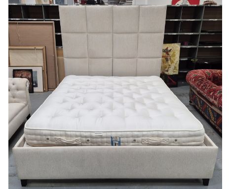 VI SPRING HERALD SUPREME MATTRESS, FOR HARRODS. in a contemporary Fendi style bed frame 190cm w with a tall headboard 182 cm 