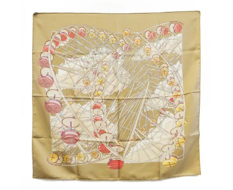 HERMÈS SCARF “GRANDE ROUE”. by Dimitri Rybaltchenko, 90cm x 90cm approx, silk made in France.