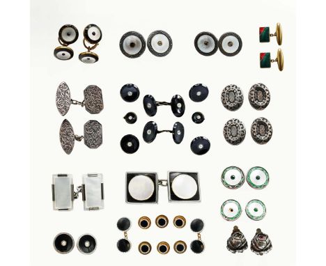 A COLLECTION OF ASSORTED CUFFLINKS. comprising approximately ten various sets, including gold plated and enamelled boxed sets