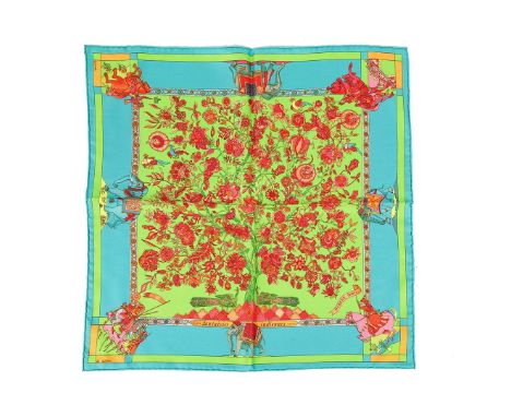 HERMÈS SCARF FANTAISIES INDIENNES. by Loic Dubigeon, silk, made in France, 42cm x 42cm.