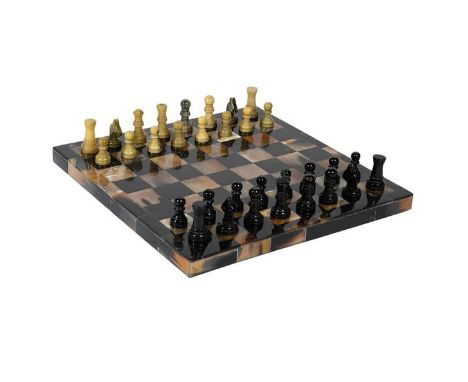 A CHESS SET. 31cm W x 31cm D.