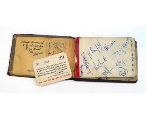 An Autograph Book Containing 1940's Cricket and Football Team and Players Signatures, including Yorkshire 1948, Essex, Worces