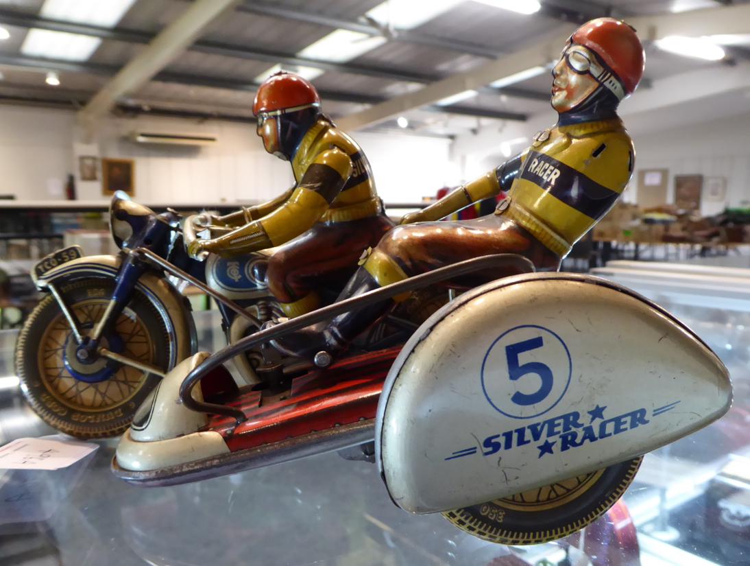 TippCo Silver Racer motorcycle and sidecar with two