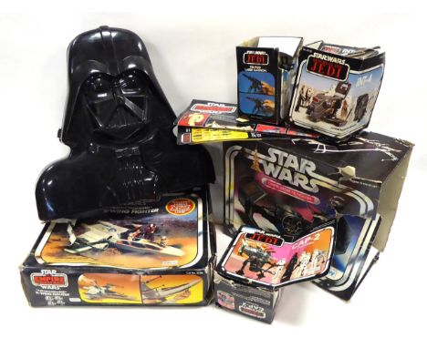 Star Wars Darth Vader Carry Case containing 11 figures including Boba Fett, C3PO, Han Solo and others; together with five box