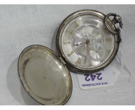 A Victorian silver key wound hunter pocket watch signed Thomas Davidson 1859, having Roman numeral dial with subsidiary secon