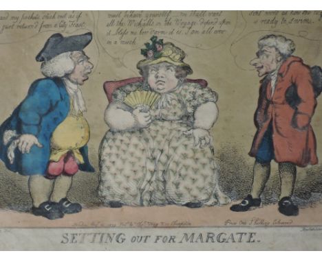 A print after Rowlandson, Setting out for Margate 1809, 10 x 14in