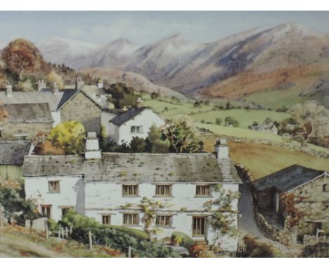 A print after Judy Boyes, The Troutbeck Fells, signed, 13 x 19in and two prints after Heaton Cooper, 9.5 x 14in and 11 x 15in