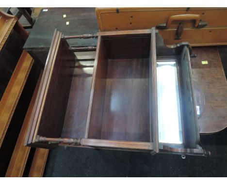 A Victorian mahogany wall shelf with mirror panel and inlay script, Victoria Christmas 1883