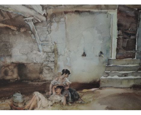 A print after William Russell Flint, Gypsy Ladies, at rest, signed and published 1962, 19in x 24in