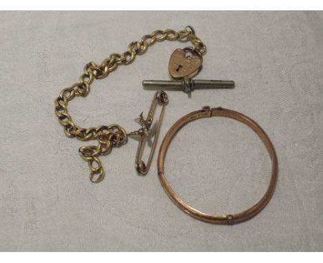 A small quantity of 9ct gold and yellow metal including child's bangle etcAPPROX 17.9G